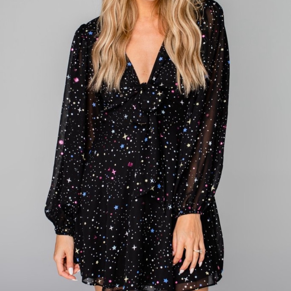 BUDDY LOVE Karson Front Tie Long Sleeve Dress (M)